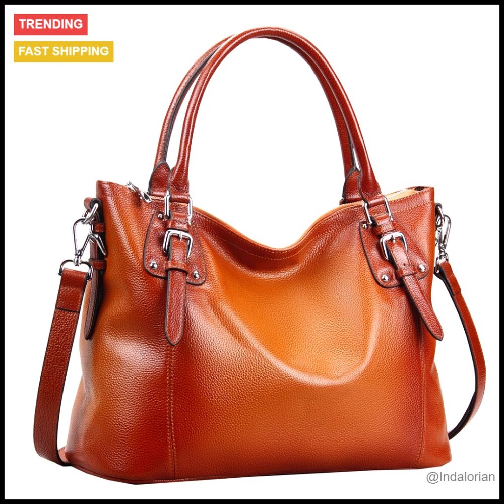 Genuine Leather Tote Shoulder Bag Hobo Satchel Crossbody Purse Multi-Wear
